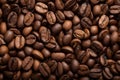 Processed collage of dark brown coffee beans texture. Background for banner, backdrop or texture Royalty Free Stock Photo