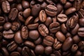 Processed collage of dark brown coffee beans texture. Background for banner, backdrop or texture Royalty Free Stock Photo