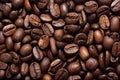 Processed collage of dark brown coffee beans texture. Background for banner, backdrop or texture Royalty Free Stock Photo