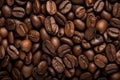 Processed collage of dark brown coffee beans texture. Background for banner, backdrop or texture Royalty Free Stock Photo