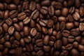 Processed collage of dark brown coffee beans texture. Background for banner, backdrop or texture Royalty Free Stock Photo