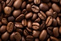 Processed collage of dark brown coffee beans texture. Background for banner, backdrop or texture Royalty Free Stock Photo
