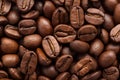 Processed collage of dark brown coffee beans texture. Background for banner, backdrop or texture Royalty Free Stock Photo