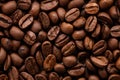 Processed collage of dark brown coffee beans texture. Background for banner, backdrop or texture Royalty Free Stock Photo