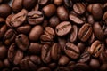 Processed collage of dark brown coffee beans texture. Background for banner, backdrop or texture Royalty Free Stock Photo