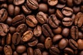 Processed collage of dark brown coffee beans texture. Background for banner, backdrop or texture Royalty Free Stock Photo