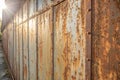 Processed collage of old rusty metal sheet texture in daylight Royalty Free Stock Photo