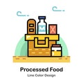 Processed Foods Line Color Icon