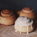 homemade cinnamon roll and butter cream