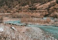 View of the mountain river in Georgia in spring Royalty Free Stock Photo