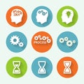 Processes colorful icon set, flat design. Vector illustration. Royalty Free Stock Photo