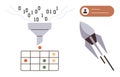 Data Processing Funnel with Rocket and User Profile for Analytics and Innovation Concepts Royalty Free Stock Photo