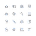 Processing center line icons collection. Efficiency, Automation, Workflow, Optimization, Logistics, Quality, Middleware
