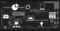 Processing data with digital interface elements over technological background