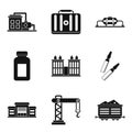 Processing factory icons set, simple style Royalty Free Stock Photo