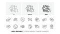 Processing line icons. Call center, Support and Chat message. Linear icon set. Line icons. Vector Royalty Free Stock Photo