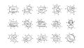 Processing line icons. Call center, Support and Chat message. Linear icon set. Vector Royalty Free Stock Photo