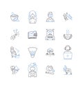 Processing line icons collection. Programming, Java, Simulation, Algorithm, Animation, Data, Digital vector and linear