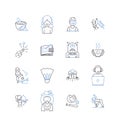 Processing line icons collection. Programming, Java, Simulation, Algorithm, Animation, Data, Digital vector and linear Royalty Free Stock Photo