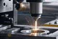 processing a metal workpiece on a CNC milling machine, working in a factory, processing a part on a machine,