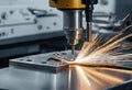 processing a metal workpiece on a CNC milling machine, working in a factory, processing a part on a machine,