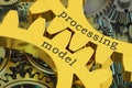 Processing model concept on the gears, 3D rendering Royalty Free Stock Photo