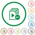 Processing playlist flat icons with outlines