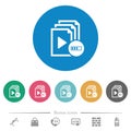 Processing playlist flat round icons Royalty Free Stock Photo