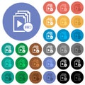 Processing playlist round flat multi colored icons