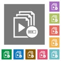 Processing playlist square flat icons