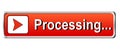 Processing square web button classic red button white background Royalty Free Stock Photo