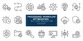 Processing Workflow Optimization Line Icons Set Royalty Free Stock Photo