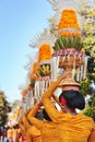 Procession of Balinese women carrying on religious offering