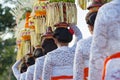 Procession of beautiful Balinese women in traditional costumes Royalty Free Stock Photo