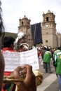 procession catholic at the festival of the Virgin Candelaria, puno peru