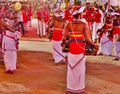 Procession of drummers, in traditional dress, Esala Perahera Sri Lanka