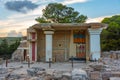 Procession fresco at ruins of Knossos palace in Crete, Greece