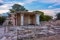 Procession fresco at ruins of Knossos palace in Crete, Greece