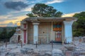 Procession fresco at ruins of Knossos palace in Crete, Greece