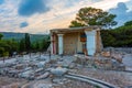 Procession fresco at ruins of Knossos palace in Crete, Greece