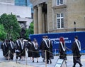 A procession of graduating university students