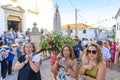 Procession in honor of Santa Sra das Neves, pilgrims carry the litter of Our Lady of Fatima