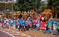 Procession of Kagura Yakata, small altars decorated with gold leaf, during Nagoya festival. Japan