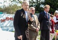 The procession and laying of flowers by schoolchildren to the memorial of fallen soldiers on may 9 in the Kaluga region of