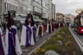 La Coruna, Spain - APRIL 8, 2022: Santa Semana, Procession through the streets of the city in costumes