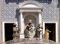 Procession of three Magi and Angel on the St Mark`s Clock tower Torre dell`Orologio on Piazza San Marco, Venice Royalty Free Stock Photo