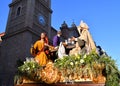 Processional float of JLast Supper during Holy Week procession in Spain