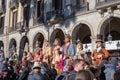 Processional giants show at Plaza Reial in Barcelona