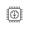 Processor brain, icon in line design. Processor, brain, technology, circuit, microchip, neural, data on white background Royalty Free Stock Photo