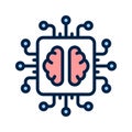 A processor chip brain, concept of brain processor vector icon Royalty Free Stock Photo